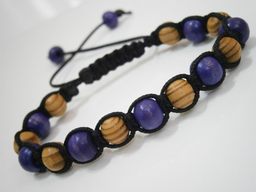Dřevěný náramek (macramé) - Unisex — foto 2