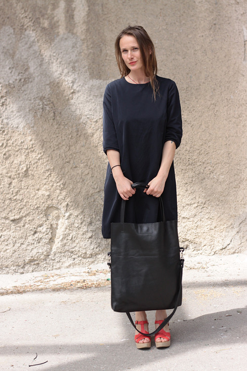 Kožená crossbody taška, černá — foto 2