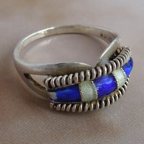 Prsten Ag 925, smalt, cloisonné — foto 3