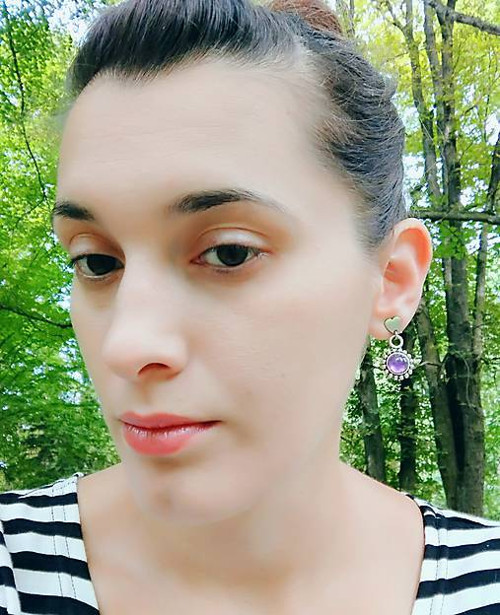 Náušnice s ametystom (chirurgická oceľ) — foto 3