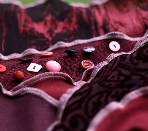 "Patchworková" sukně vínová s knoflíčky — foto 2