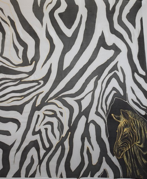 Hedvábný ručně malovaný šátek - ZEBRA — foto 2