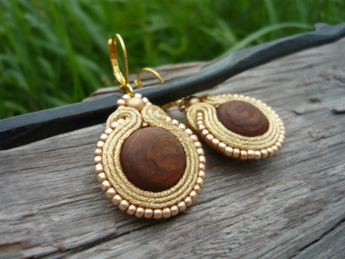 Soutache náušnice Zlaté — foto 3