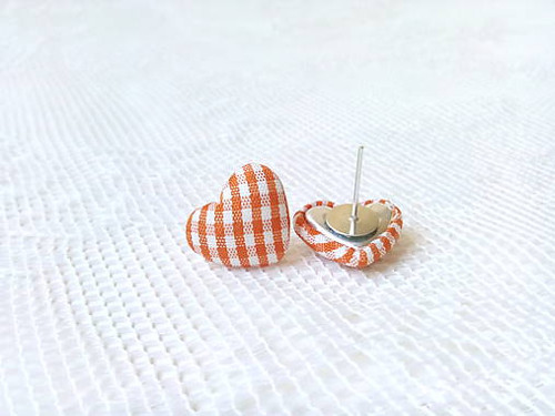 Little hearts earrings (orange/white) — foto 2