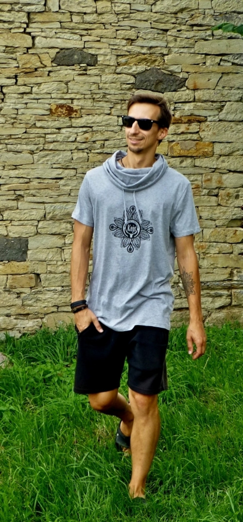 Pánské triko - Mandala Kejs - šedivé — foto 3