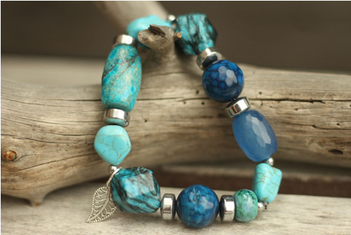 Boho náramok modrá lagúna — foto 2