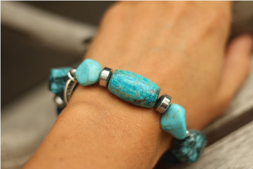 Boho náramok modrá lagúna — foto 3