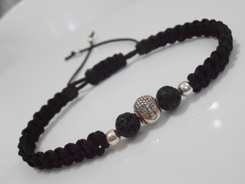 Černý náramek s Lávou a Buddhou (Unisex) — foto 2