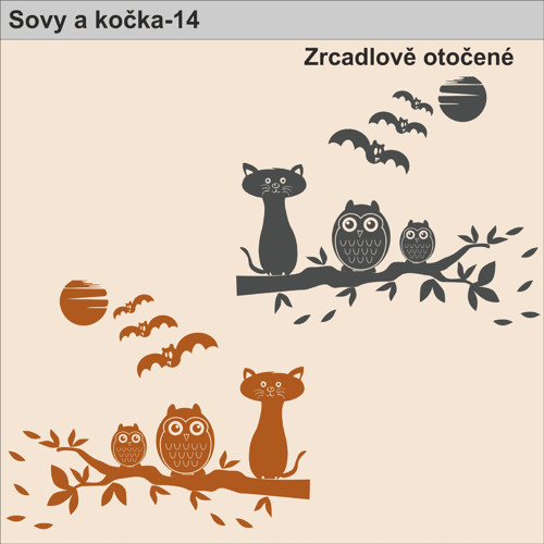 Sovy a kočka-14, 110x91 cm — foto 4