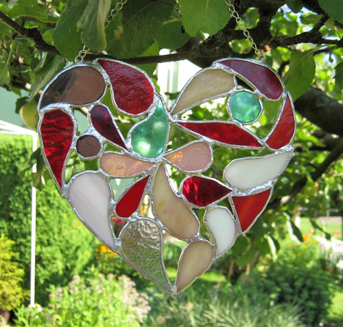 Srdce - střední, vitráž - tiffany — foto 3