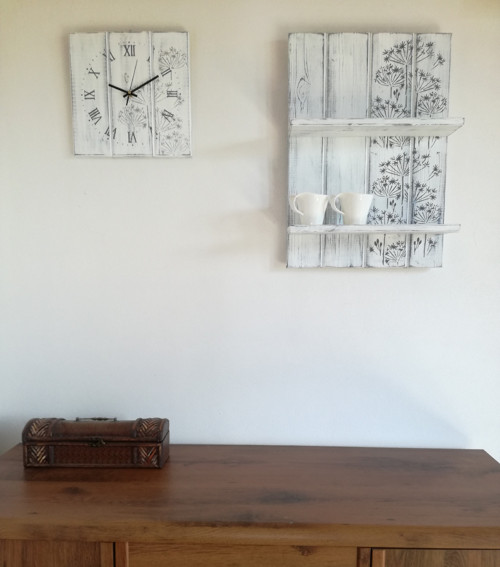 Nástenné hodiny - kvetinky grey — foto 3