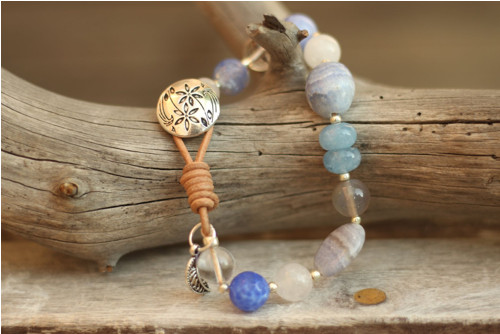 Boho náramok z minerálov blue sky — foto 2