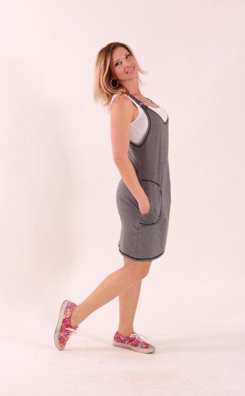 Šedá šatová sukně - krátká — foto 2
