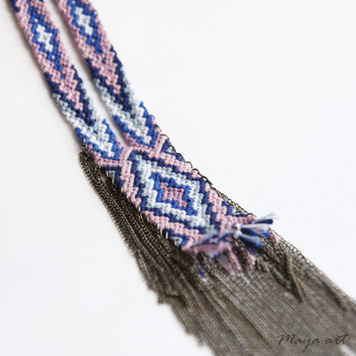 Růžovomodrý náhrdelník MACRAMÉ NECKLACE — foto 2