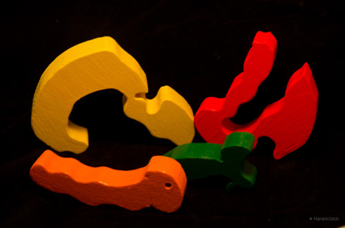 Dřevěné puzzle - jablko s červíkem — foto 2