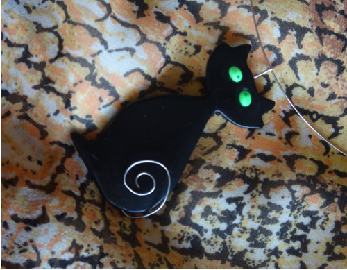 Kočička černá- přívěsek, náhrdelník — foto 2