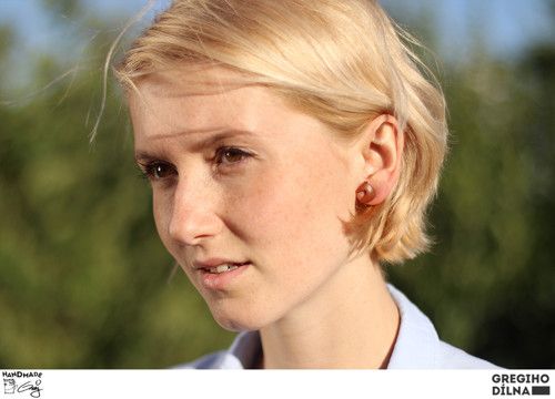 Koníci - dřevěné peckové náušnice — foto 2