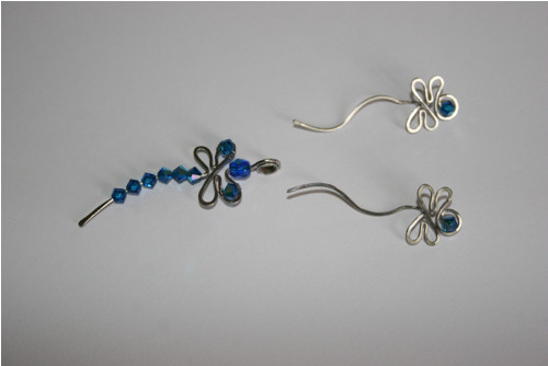 Náušnice Vážky - modrý Swarovski chirurgická ocel — foto 2