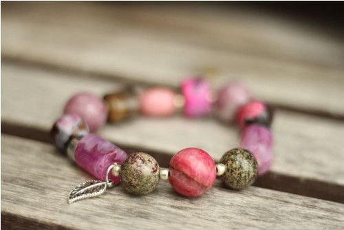 Boho náramok z minerálov pink — foto 2