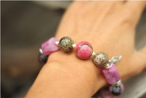 Boho náramok z minerálov pink — foto 3