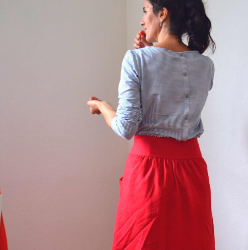 Ľanová sukňa hory.doly červená — foto 3