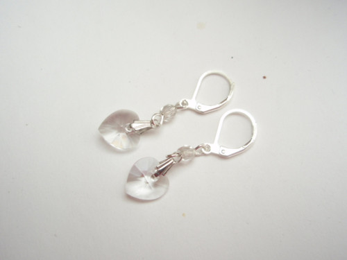 Srdíčko -Crystal swarovski, postříbřené - náušnice — foto 2