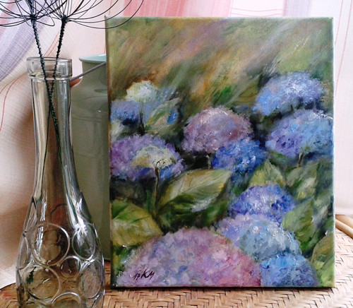 Hortenzie - olej na plátně 25x30 — foto 2