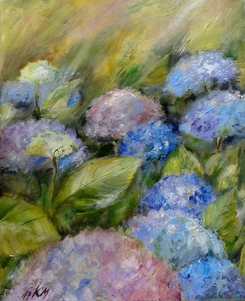 Hortenzie - olej na plátně 25x30 — foto 3