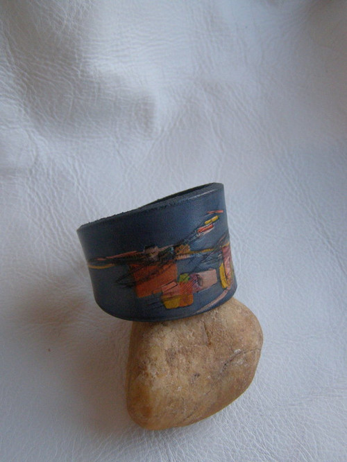 Kožený náramek modrý — foto 2