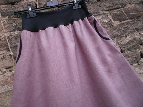 Lněná sukně - šeříková — foto 5