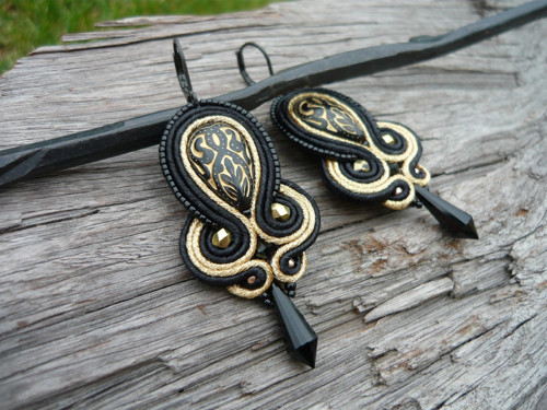 Soutache náušnice Black&Gold Elegant — foto 4