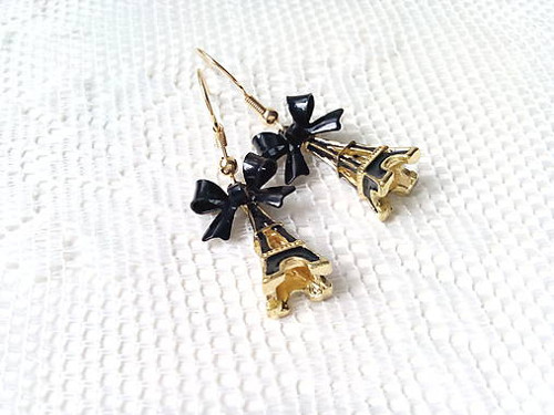 Eiffel earrings (black/24k Gold) — foto 3