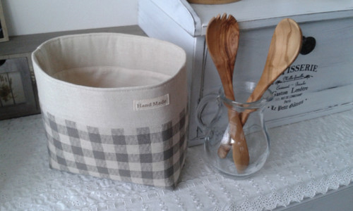 Látkový košík - šedá kostka — foto 3
