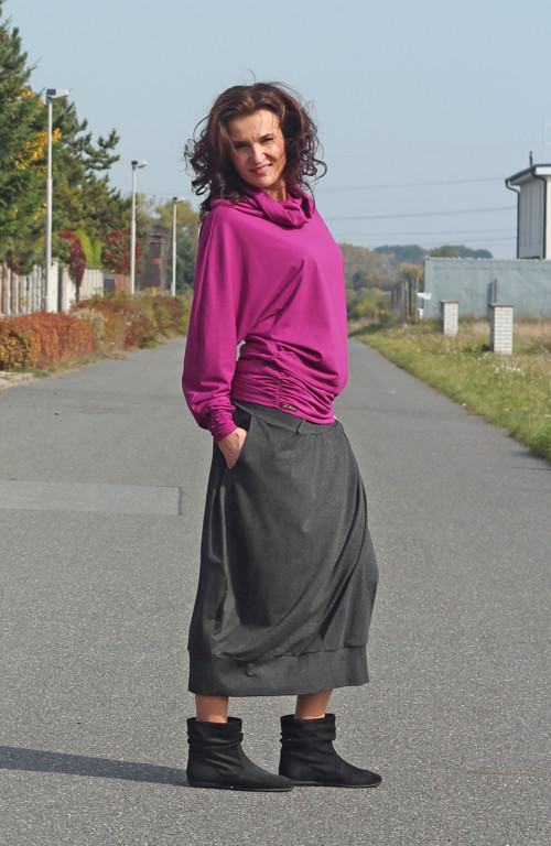 Šedá balonová dlouhá sukně — foto 2