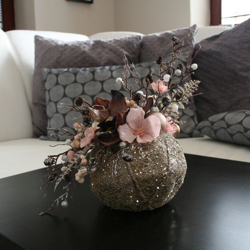 Vánoční ikebana hnědorůžová — foto 2