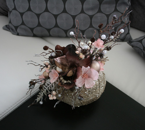 Vánoční ikebana hnědorůžová — foto 4