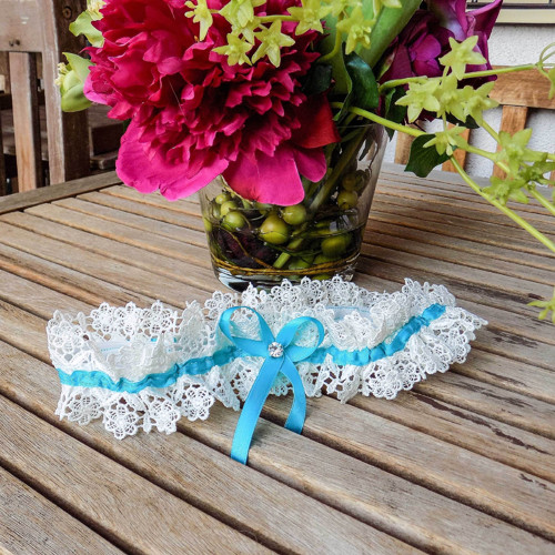 Wedding Lace Collection Blue Bow ... podvazek — foto 2