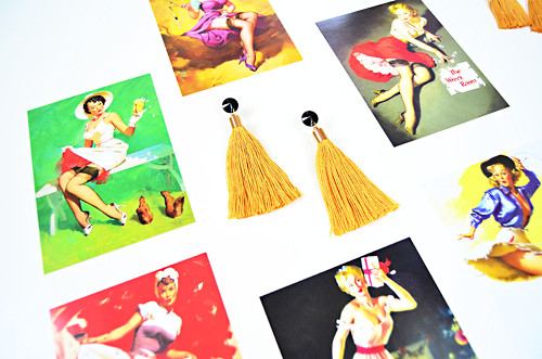 Náušnice Yellow Black Tassel — foto 4