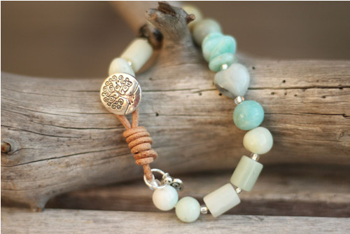 Boho náramok z minerálov amazonit — foto 2