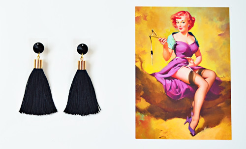 Náušnice Gold Black Short Tassel — foto 3