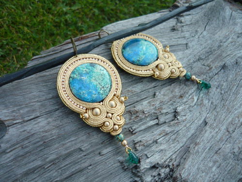 Soutache náušnice Luxury Golden Ocean — foto 2