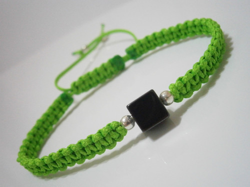 Zelený náramek s Hematitem (macramé) - pánský — foto 2