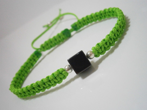 Zelený náramek s Hematitem (macramé) - pánský — foto 3