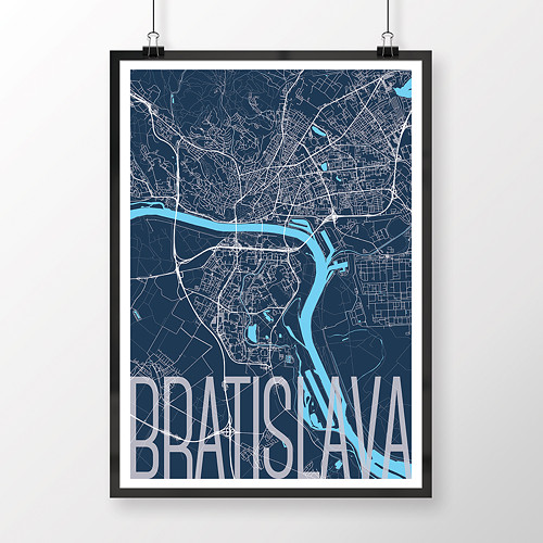 BRATISLAVA, 50x70cm, elegantní, tmavě modrá — foto 2