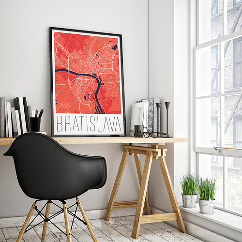 BRATISLAVA, 50x70cm, moderní, červená — foto 2