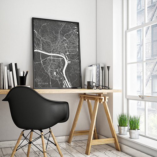 BRATISLAVA, 50x70cm, minimalistická, tmavě šedá — foto 2