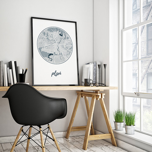 PLZEŇ, 50x70cm, kulatá, světle modrá — foto 2