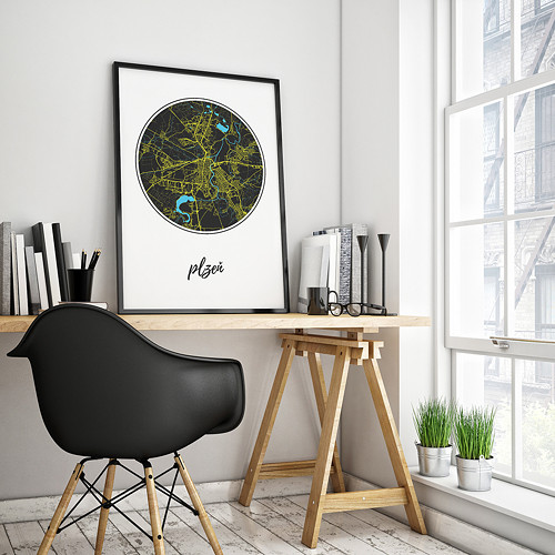 PLZEŇ, 50x70cm, kulatá, černá — foto 2