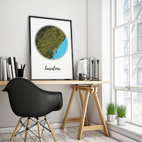 BARCELONA, 50x70cm, kulatá, černá — foto 2