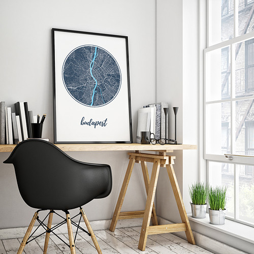 BUDAPEŠŤ, 50x70cm, kulatá, tmavě modrá — foto 2